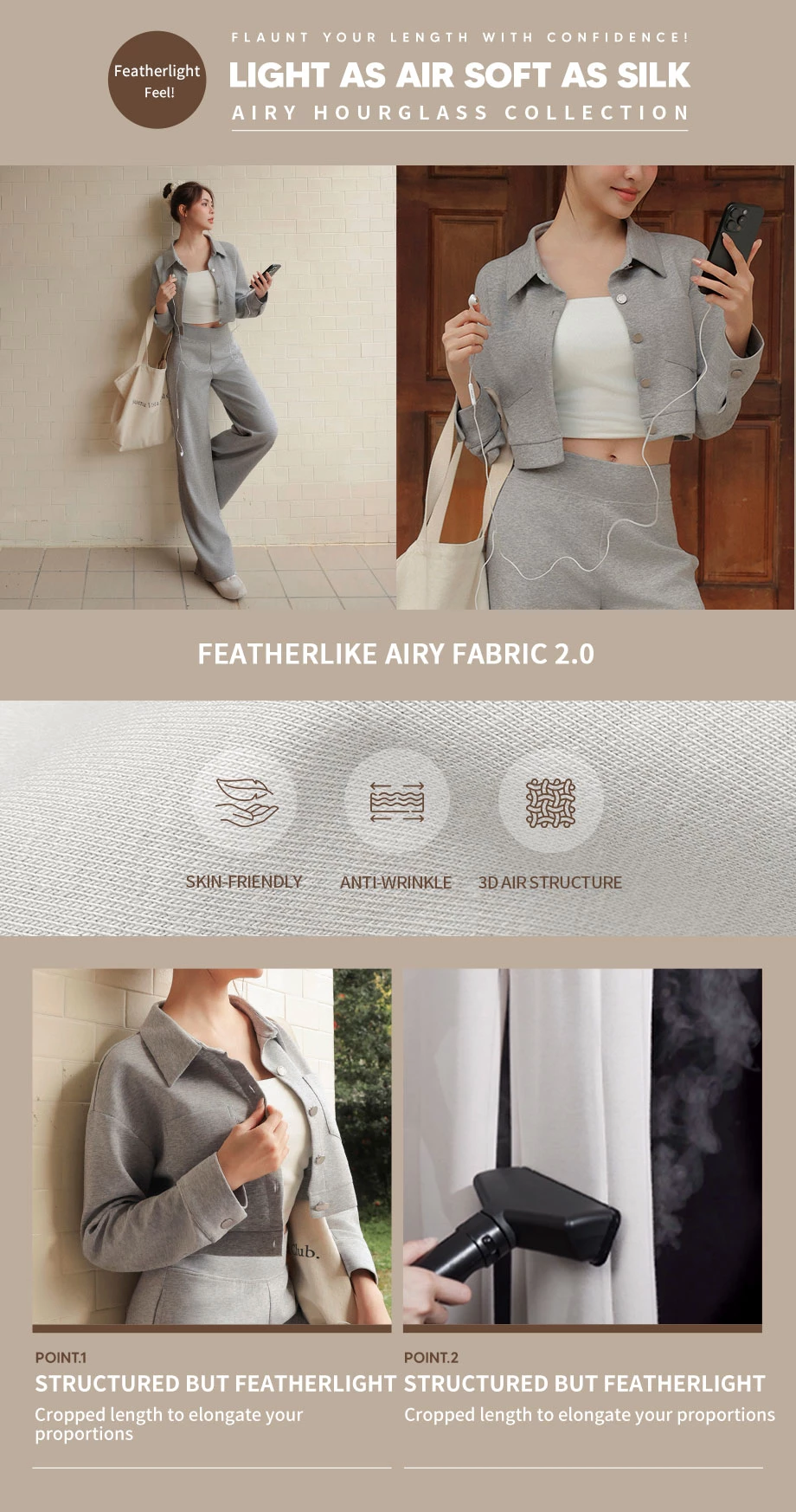 【AIRY HOURGLASS】Spread Collar Cropped Snap Button Shirt Jacket