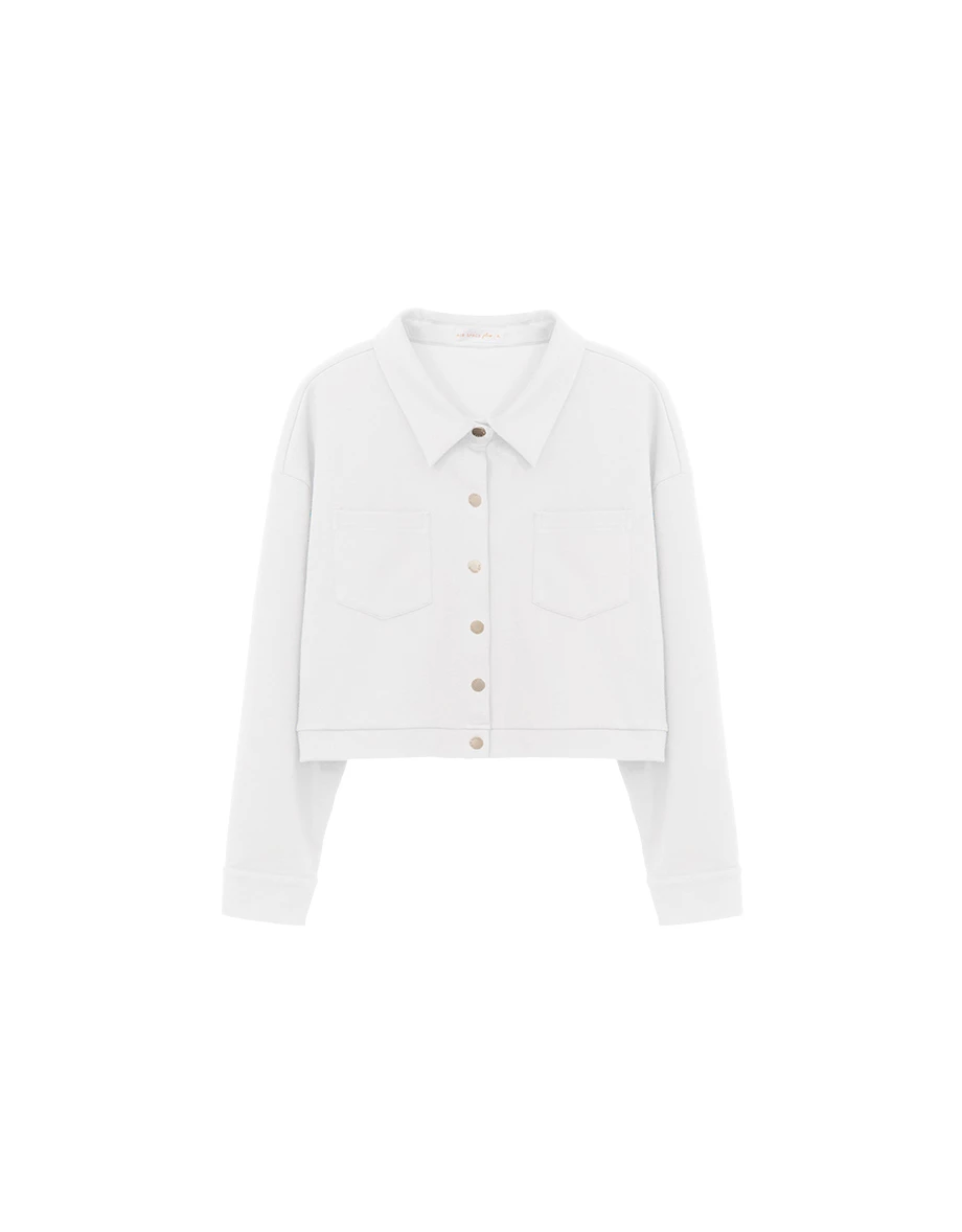 【AIR空氣棉零重力】金屬扣長袖短版上衣