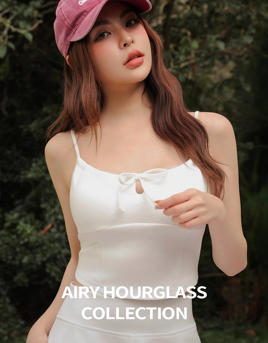 【AIRY HOURGLASS】Front Tie Keyhole Corset Style Padded Camisole Bra Top