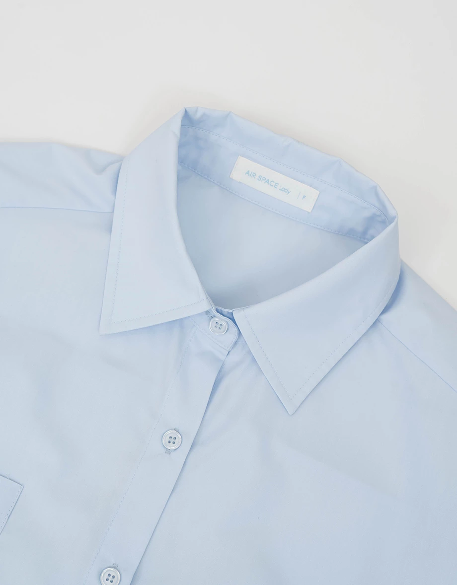 【DINOTAENG】美背印花單口袋長袖寬版襯衫