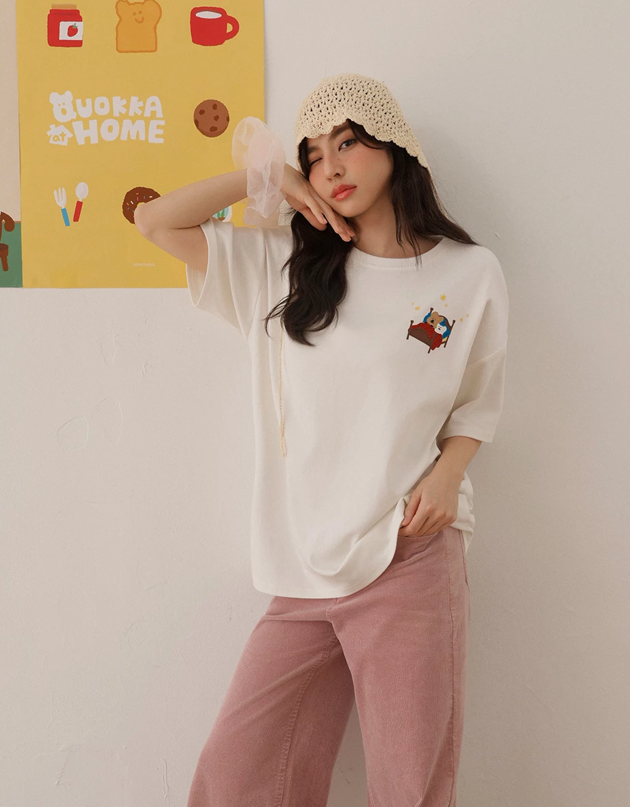 【DINOTAENG】星光美夢圓領短袖寬版TEE