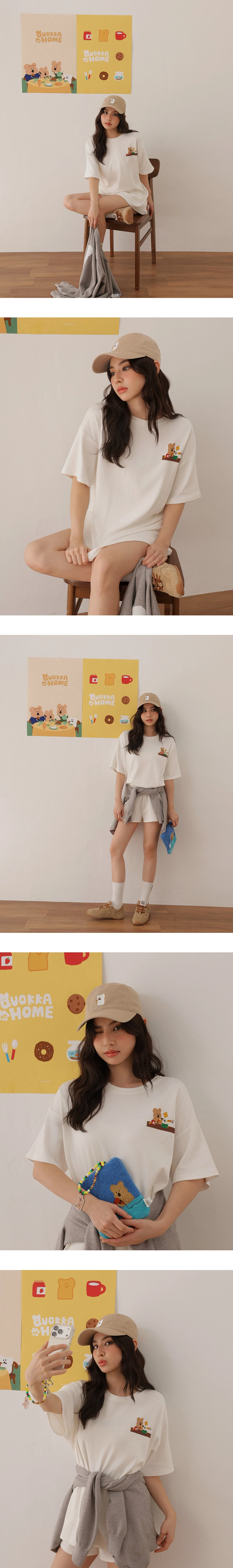 【DINOTAENG】印花小圖圓領短袖寬版TEE