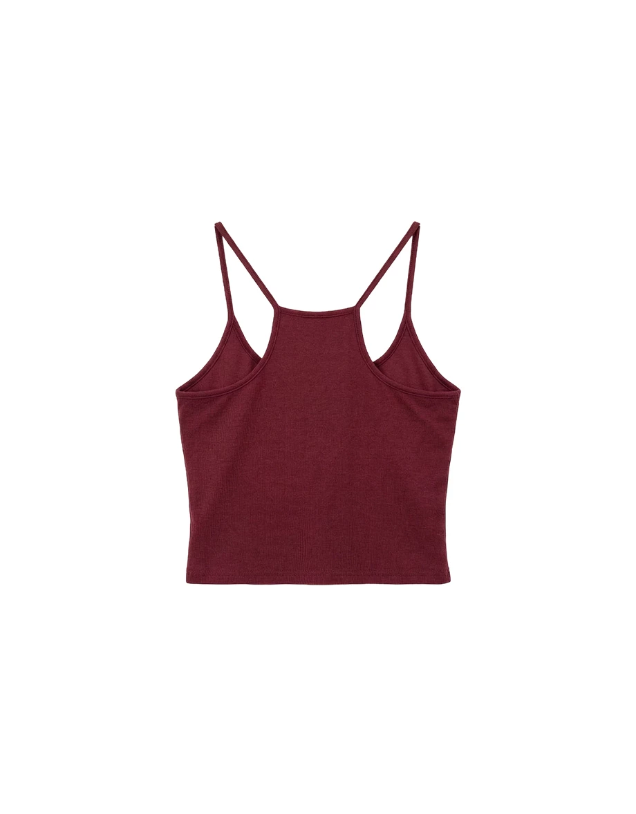 貼布繡字母方U領削肩細肩帶BRA背心