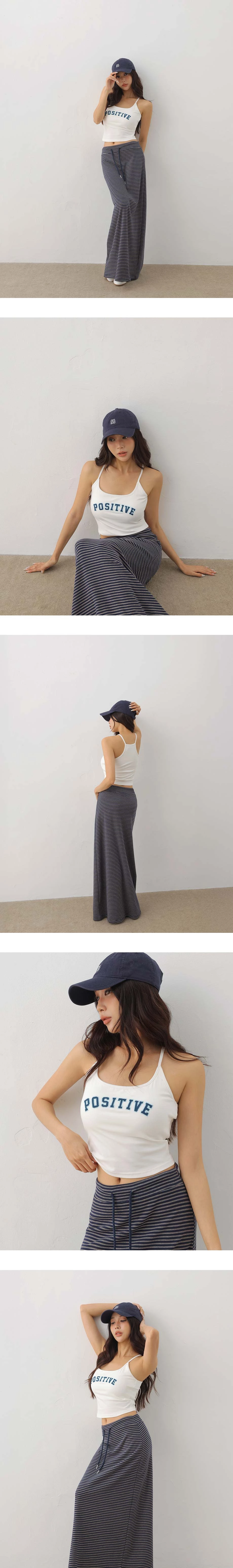 貼布繡字母方U領削肩細肩帶BRA背心