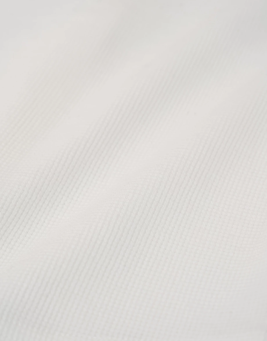 圓領排扣短袖短版華夫格開襟衫