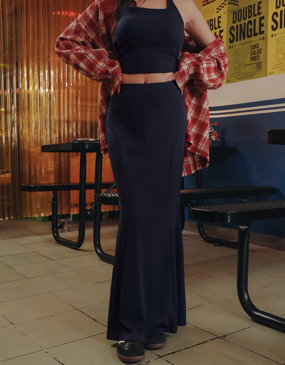 High Waist Mermaid Hem Maxi Skirt High Waist Mermaid Hem Maxi Skirt