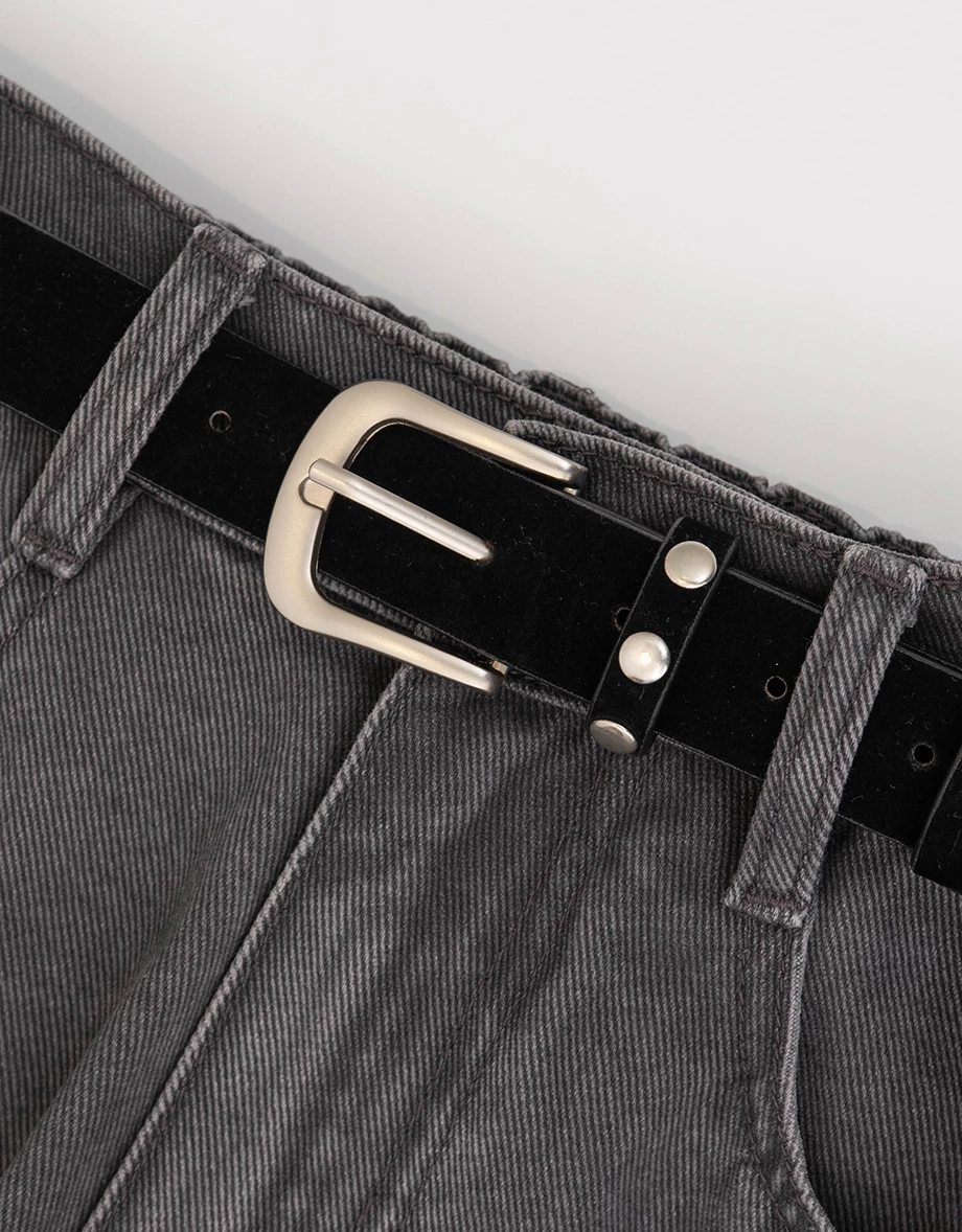 Cargo Style High Waist Utility Pocket  A Line Mini Skirt (with Belt)