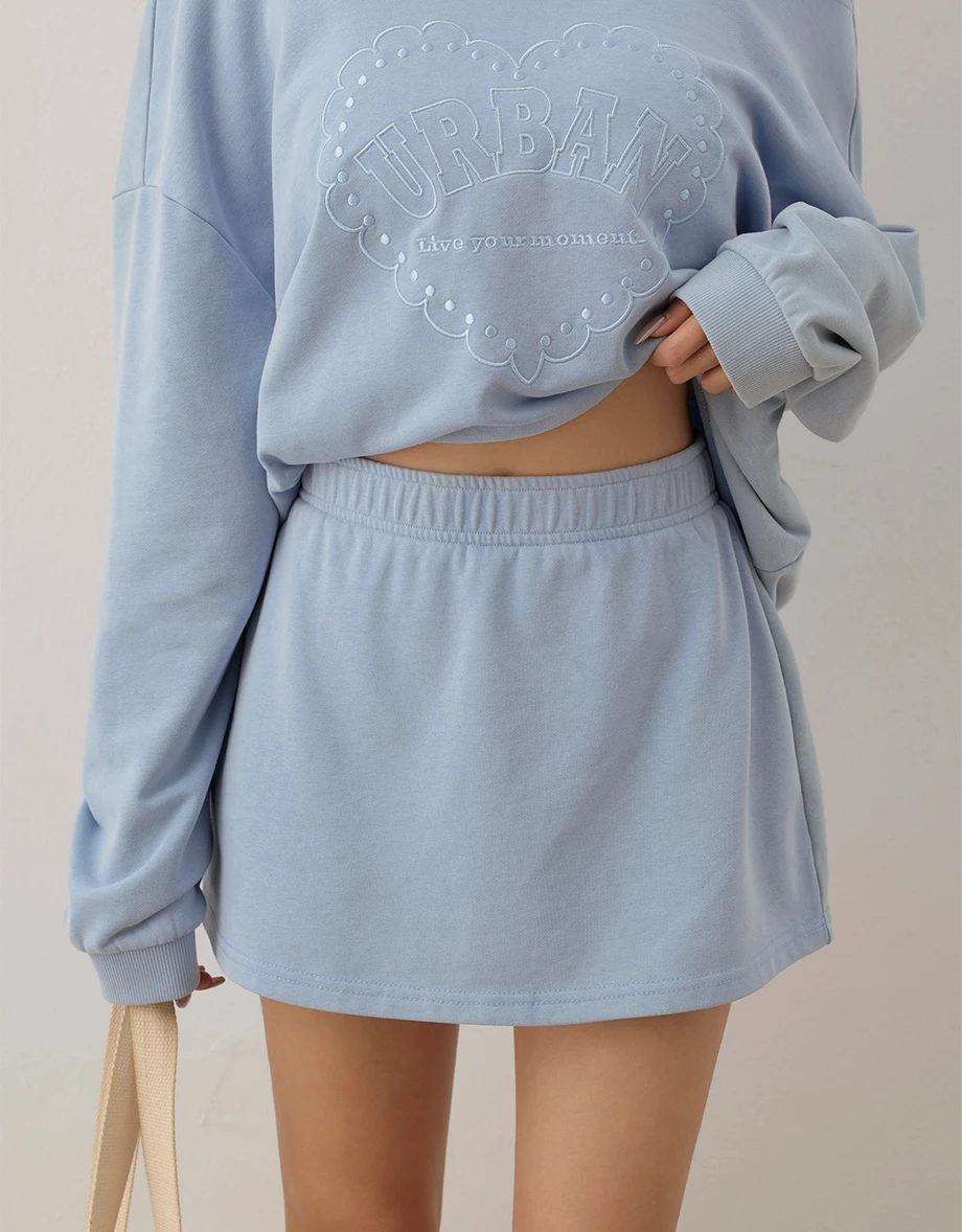 Soft Knit Elastic Waist A Line Casual Mini Skirt