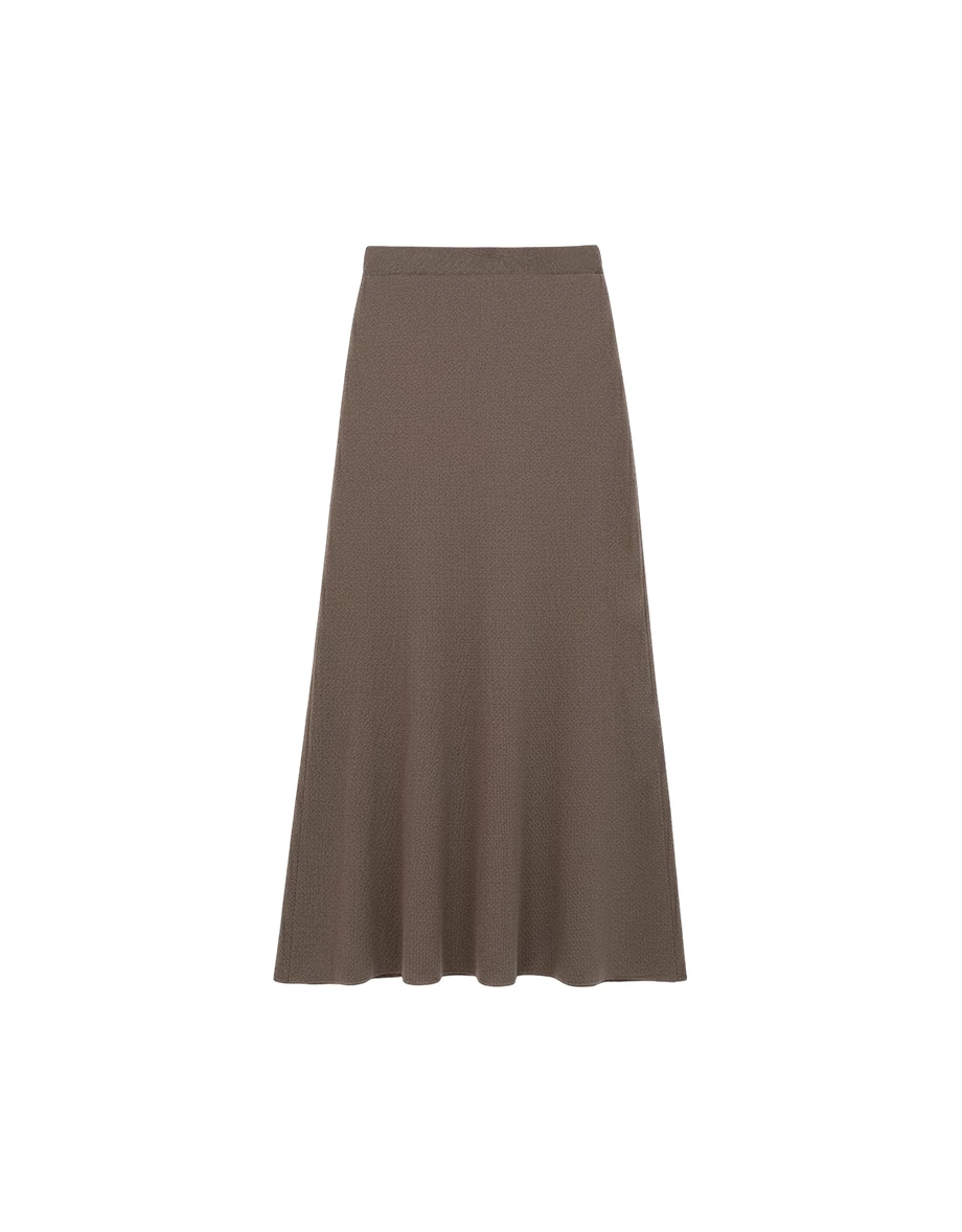 Ribbed Mid Waistband A Line Casual Maxi Skirt