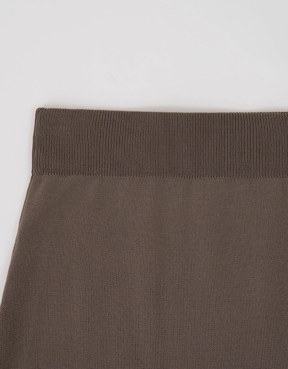 Ribbed Mid Waistband A Line Casual Maxi Skirt