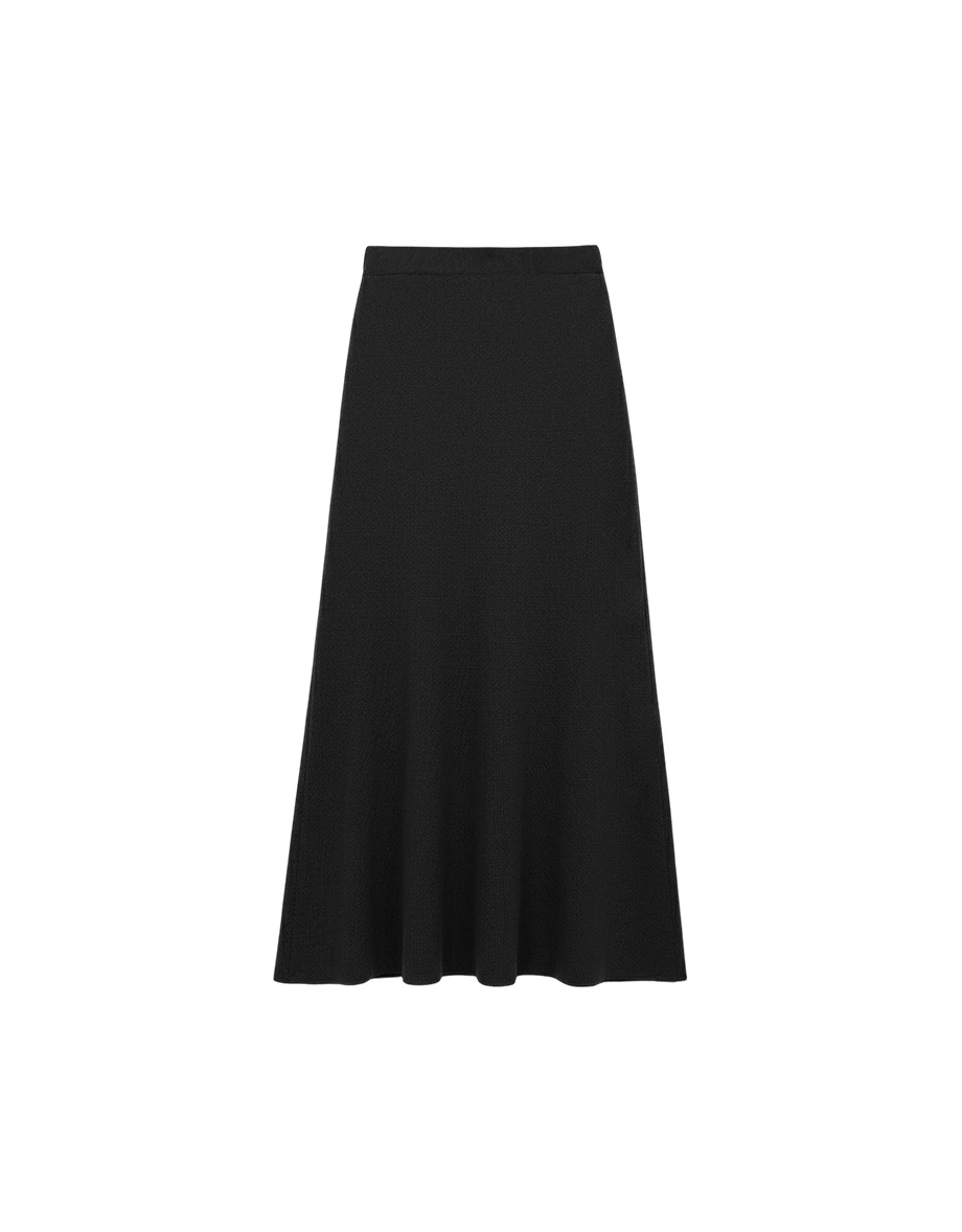 Ribbed Mid Waistband A Line Casual Maxi Skirt