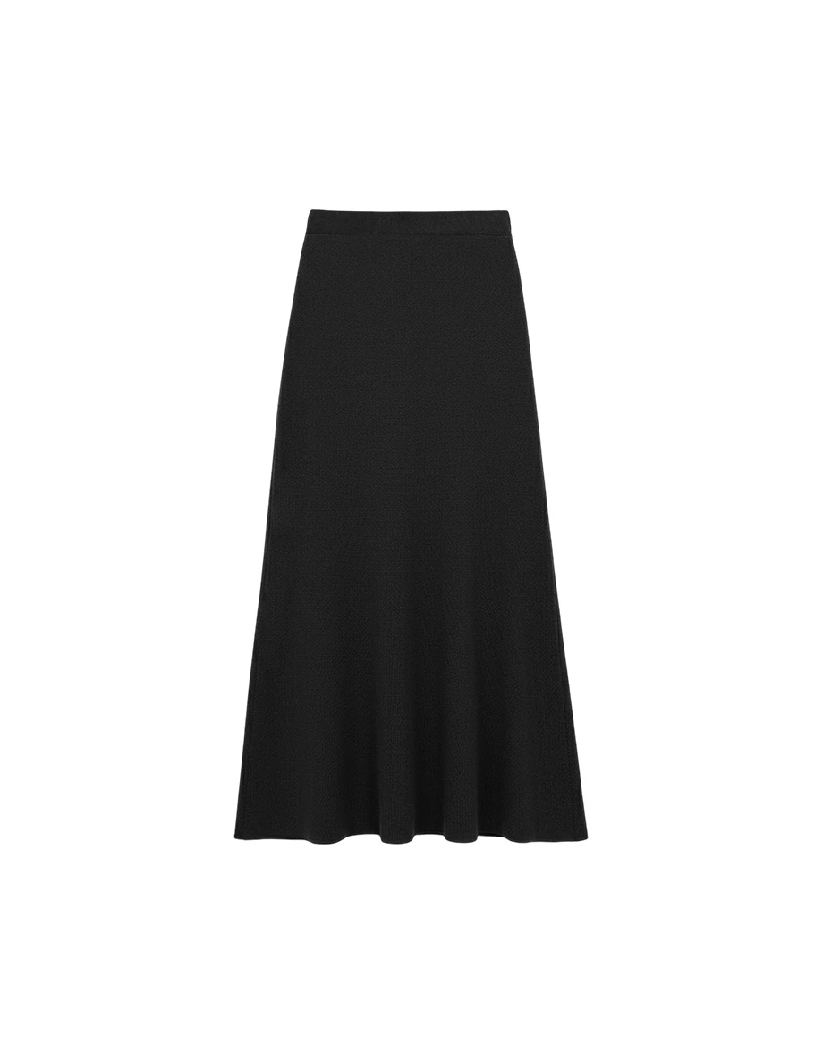 Ribbed Mid Waistband A Line Casual Maxi Skirt