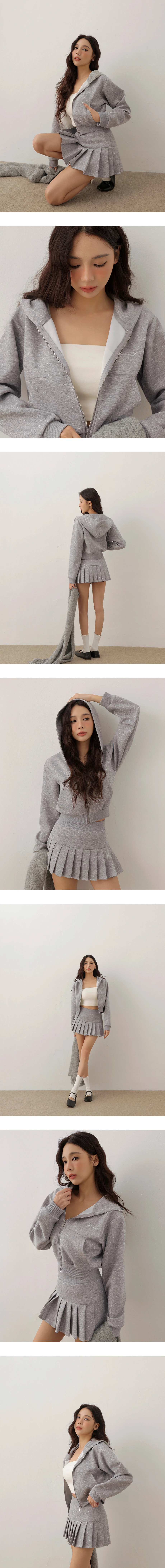 【AIRY HOURGLASS】Ribbed Waistband Pleated Mini Skirt (Polka Dot / Plain)