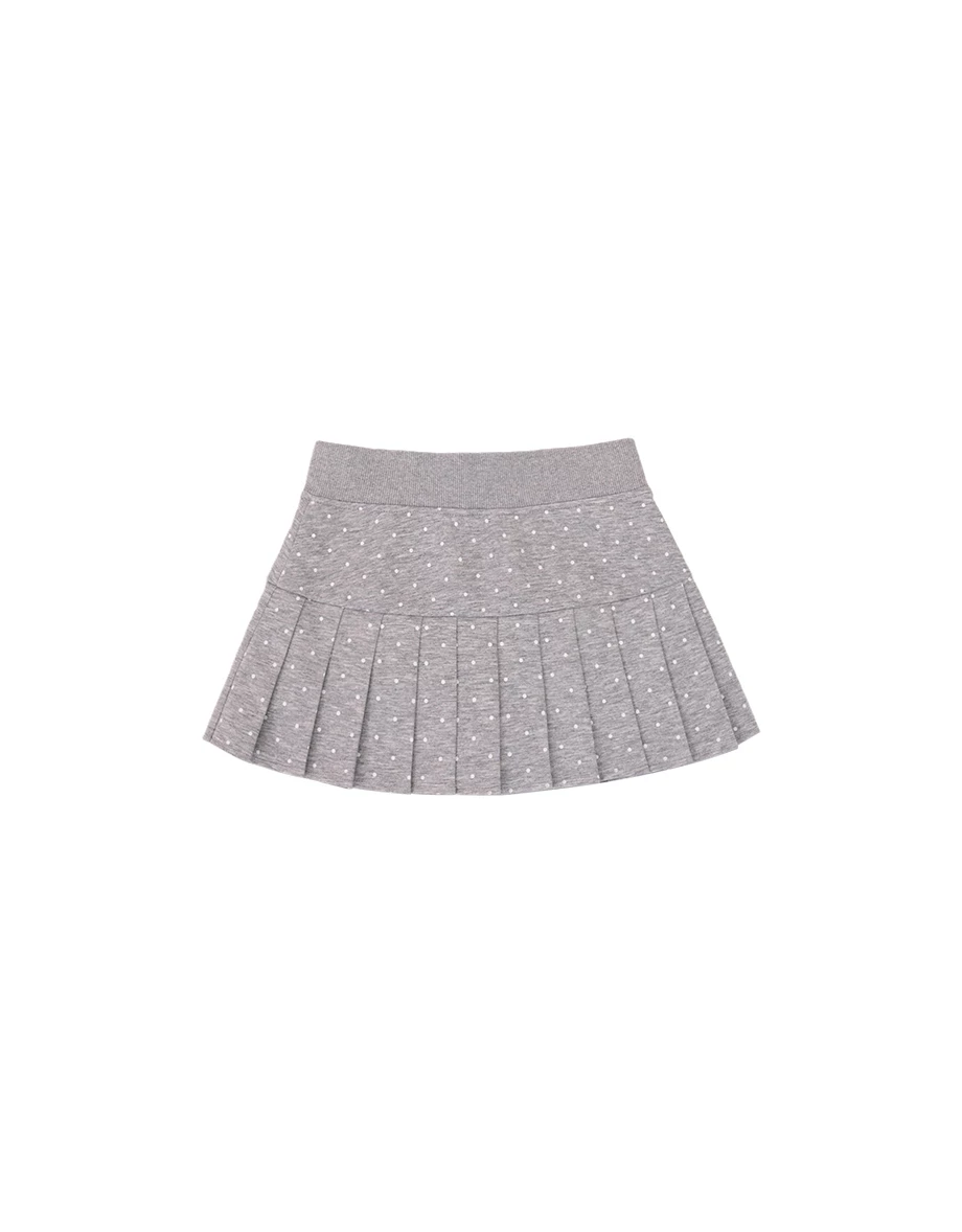 【AIRY HOURGLASS】Ribbed Waistband Pleated Mini Skirt (Polka Dot / Plain)