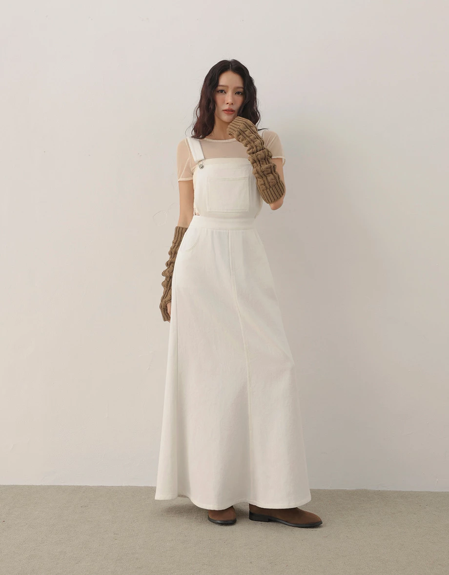 Classic A Line Jeans Denim Pinafore Dress with Pockets