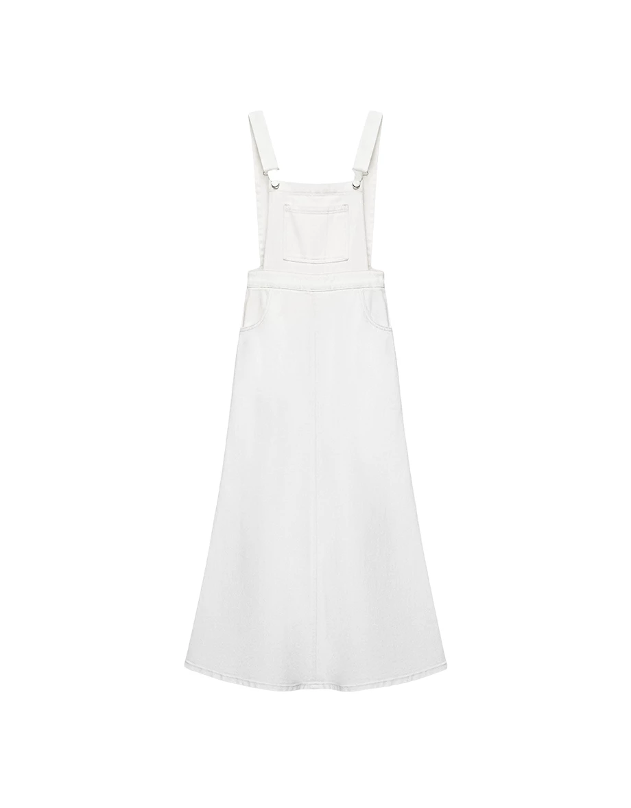 Classic A Line Jeans Denim Pinafore Dress with Pockets
