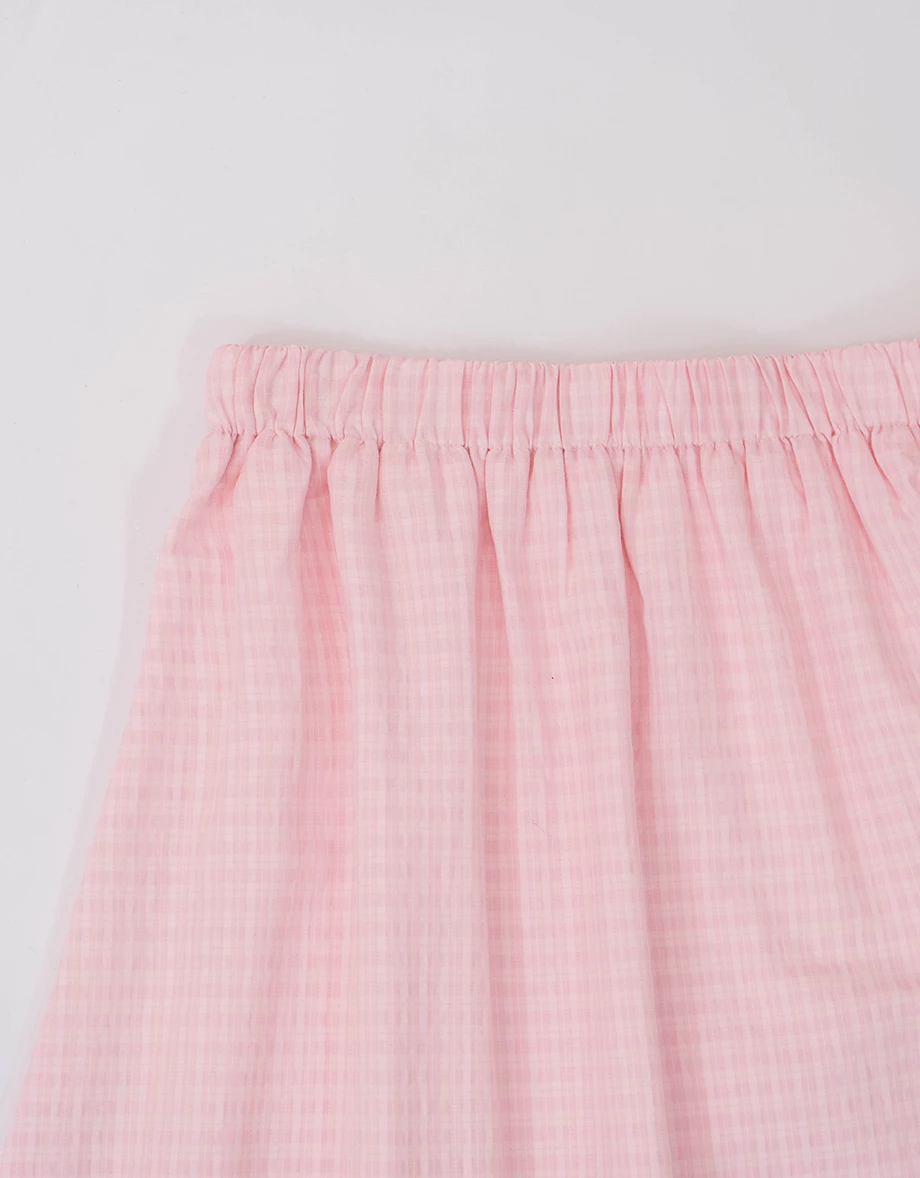 鬆緊腰直條紋蛋糕長裙