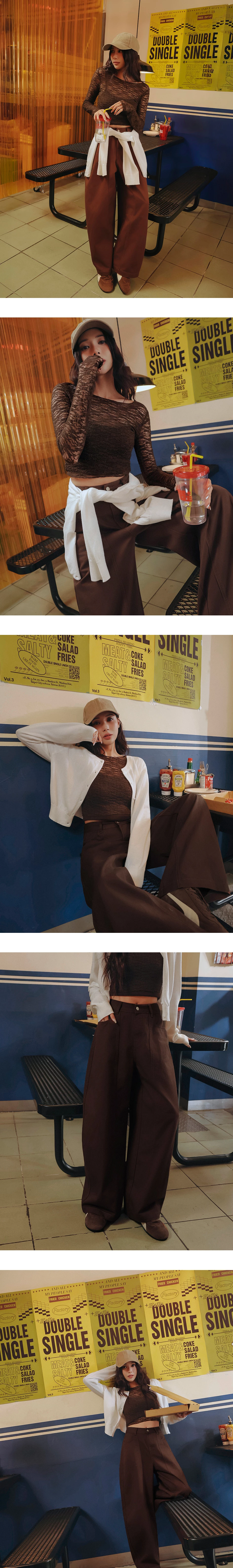 Front Stitch Detail High Waist Wide Leg Trousers Pants