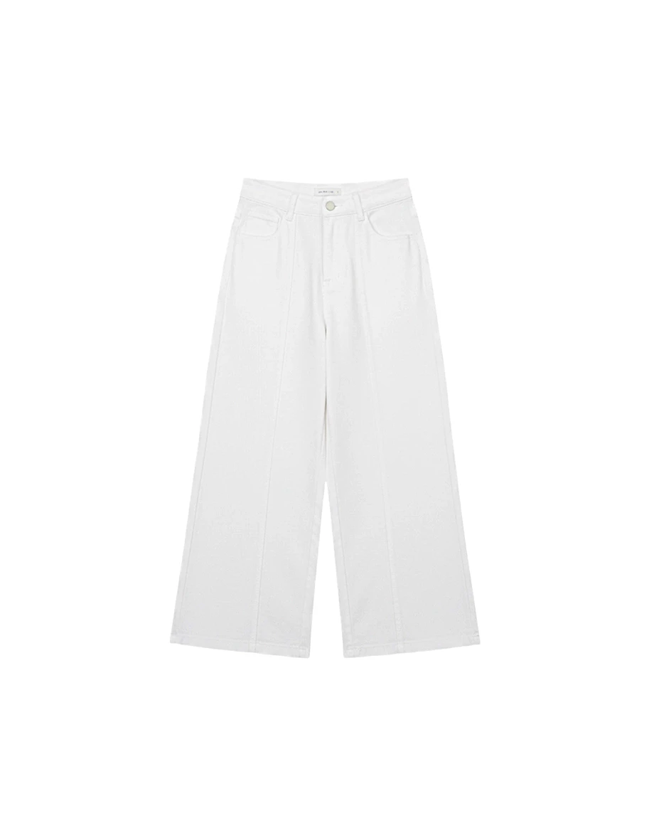 Front Stitch Detail High Waist Wide Leg Trousers Pants