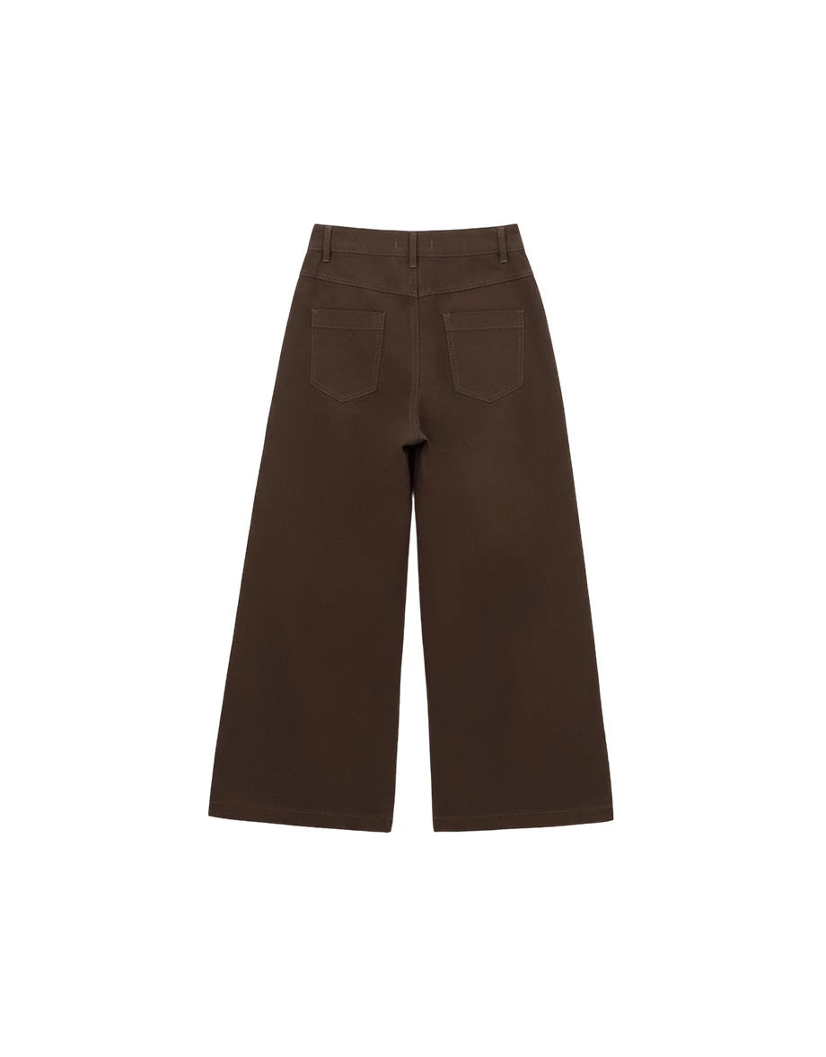 Front Stitch Detail High Waist Wide Leg Trousers Pants