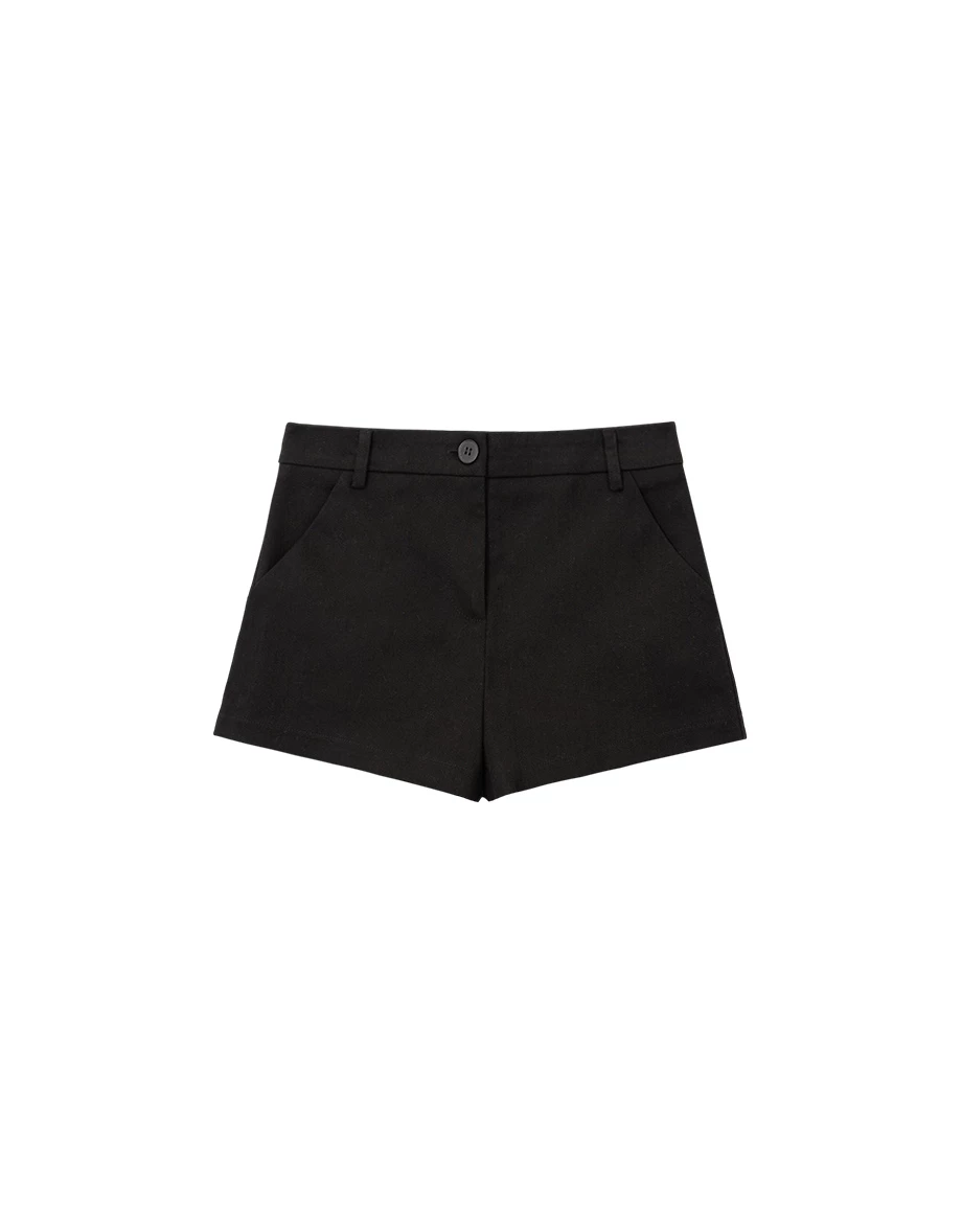 簡約風中腰斜紋短褲