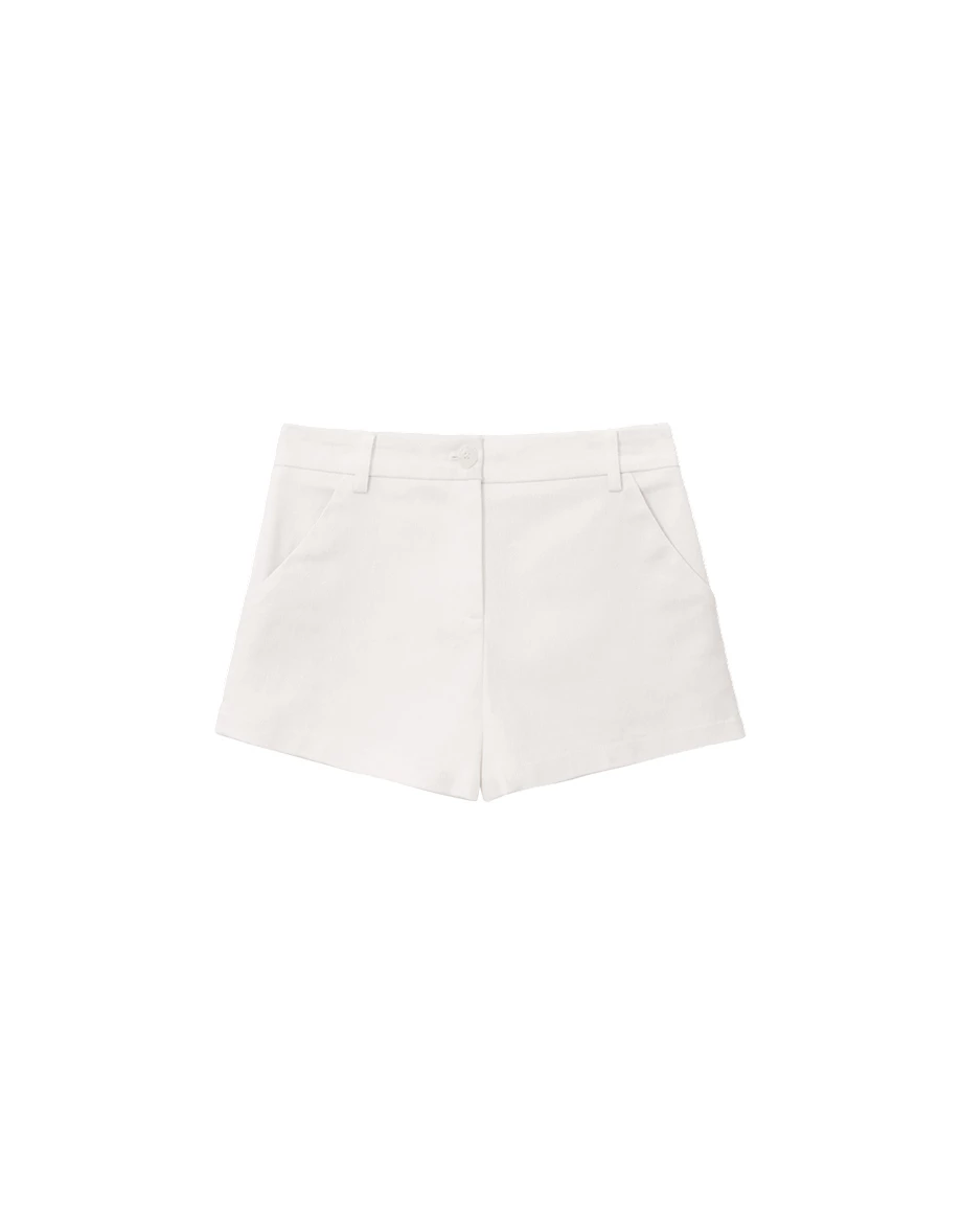 簡約風中腰斜紋短褲