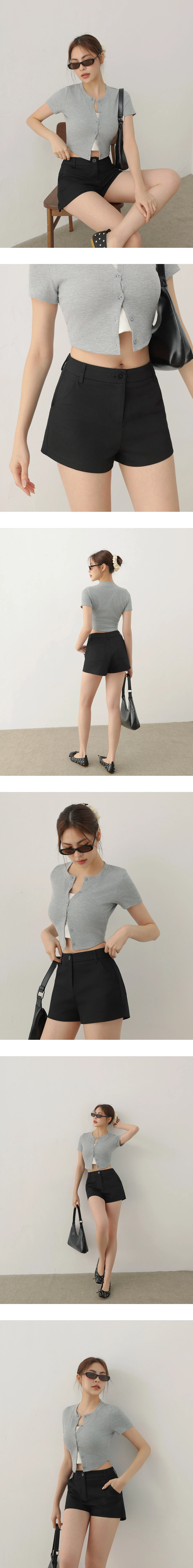 簡約風中腰斜紋短褲