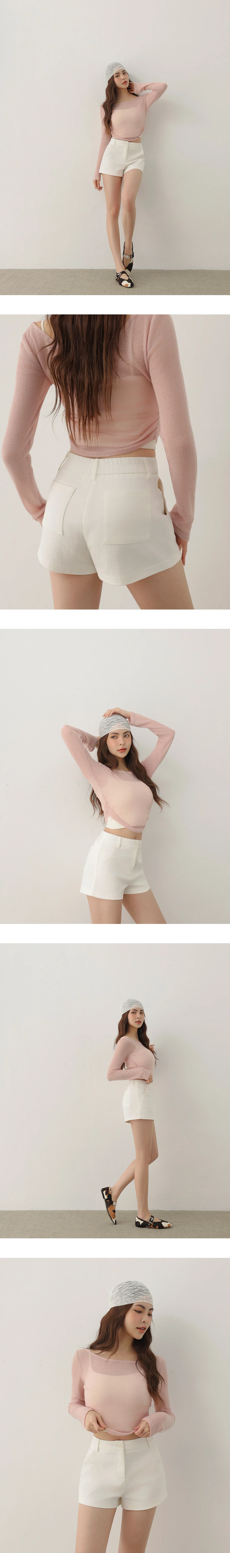 簡約風中腰斜紋短褲