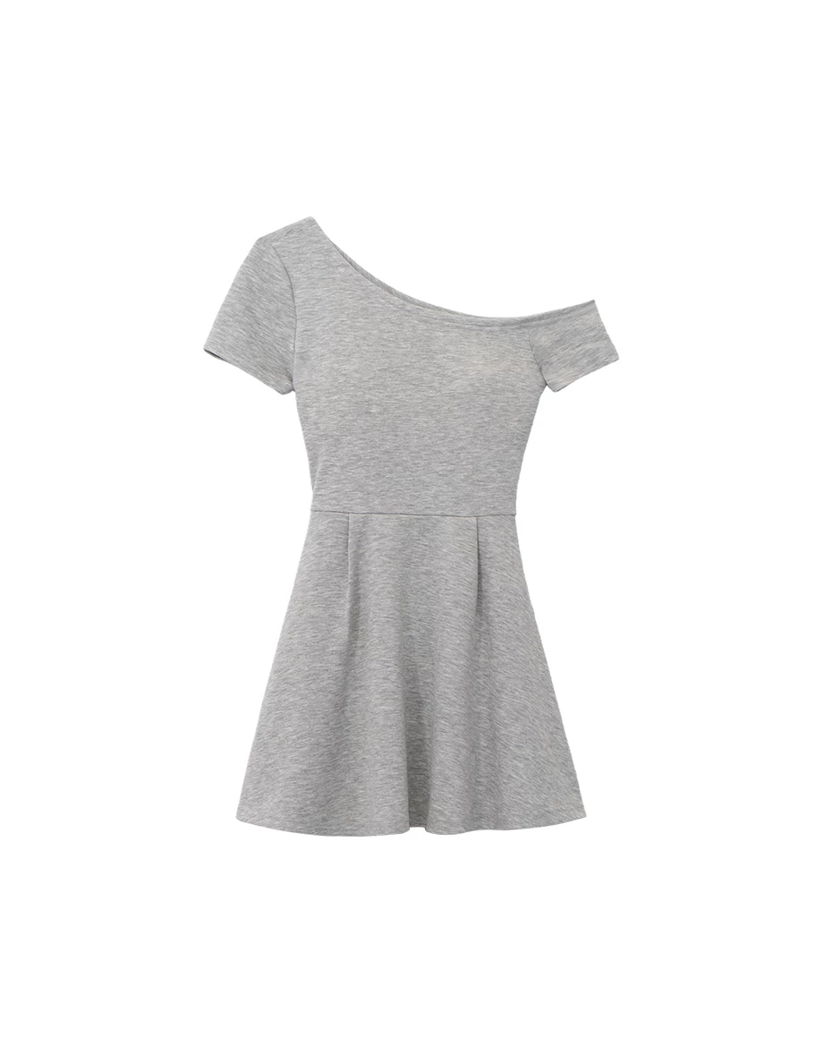 【AIRY HOURGLASS】Gaun Pendek Berpad Satu Bahu Cut Out