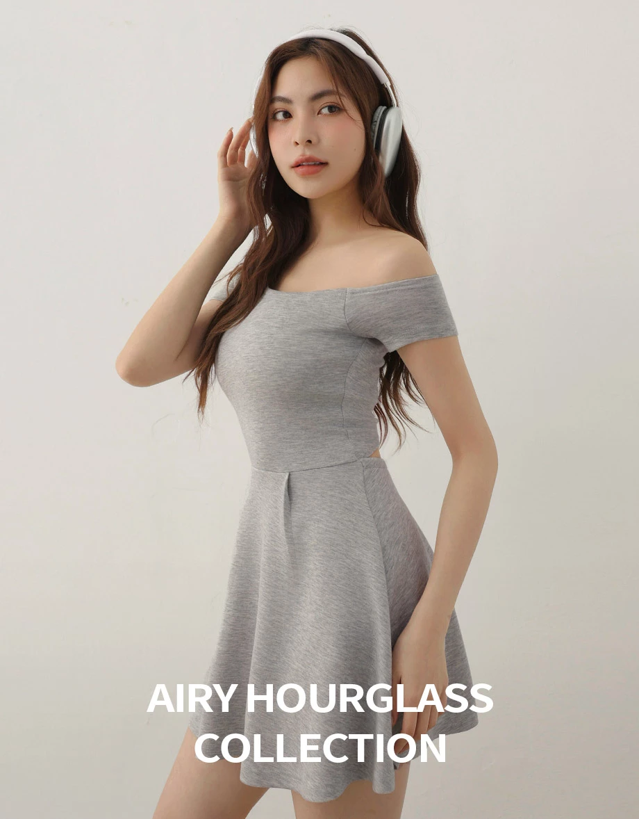 【AIRY HOURGLASS】Gaun Pendek Berpad Satu Bahu Cut Out