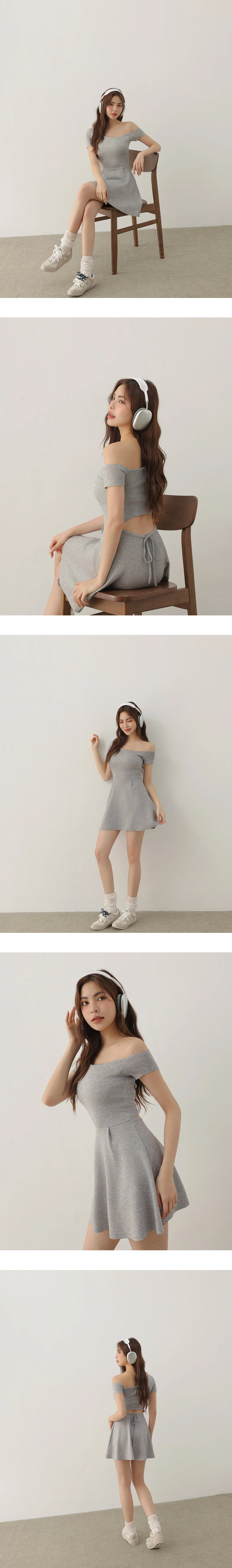 【AIR空氣棉零重力】不對稱領打褶收腰BRA短洋裝