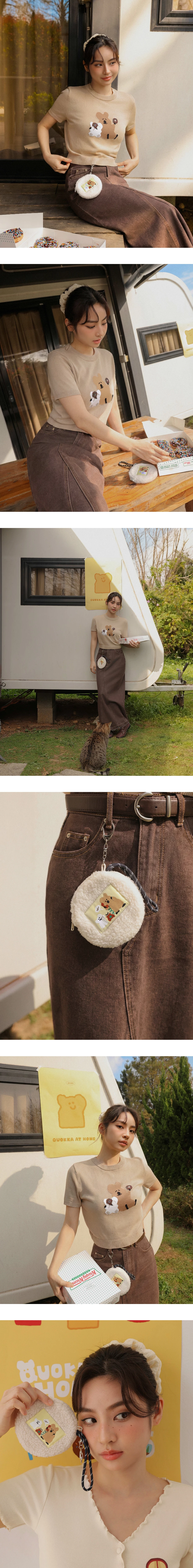 【DINOTAENG】羊羔毛圖案織標圓形零錢包