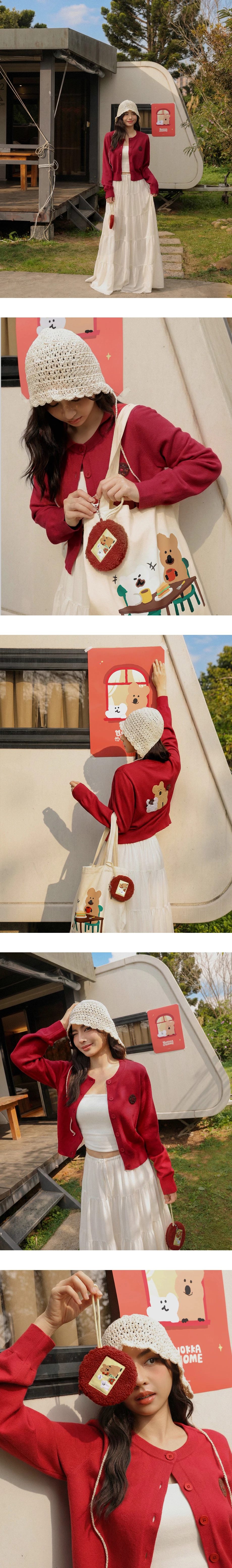 【DINOTAENG】羊羔毛圖案織標圓形零錢包