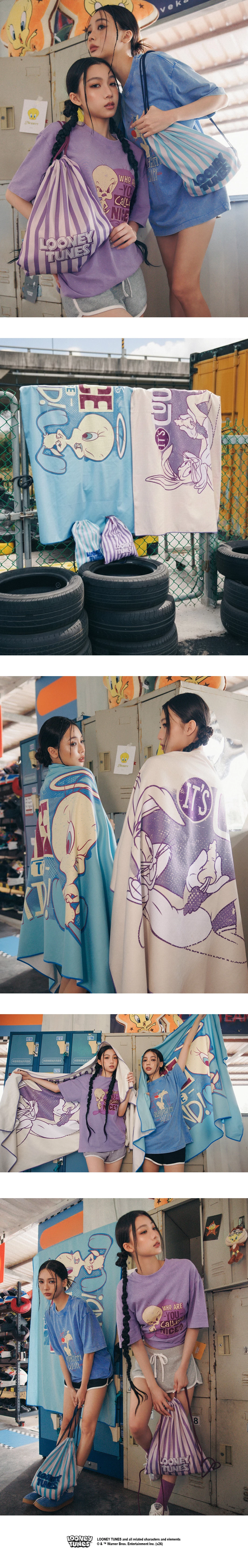 【樂一通】 印花平織沙灘巾(附束口袋) 兔巴哥款/崔弟款