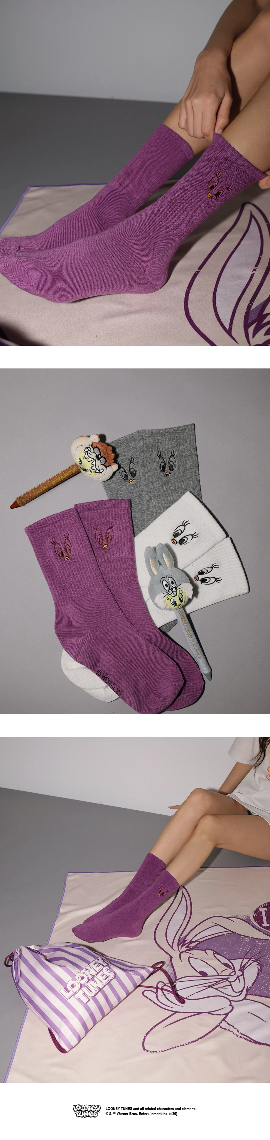 【樂一通】 崔弟款刺繡圖案中筒襪 【樂一通】 崔弟款刺繡圖案中筒襪