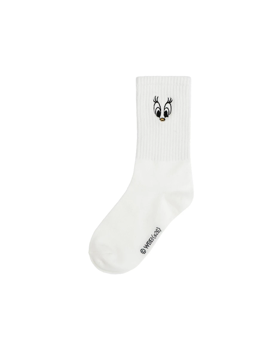 【樂一通】 崔弟款刺繡圖案中筒襪