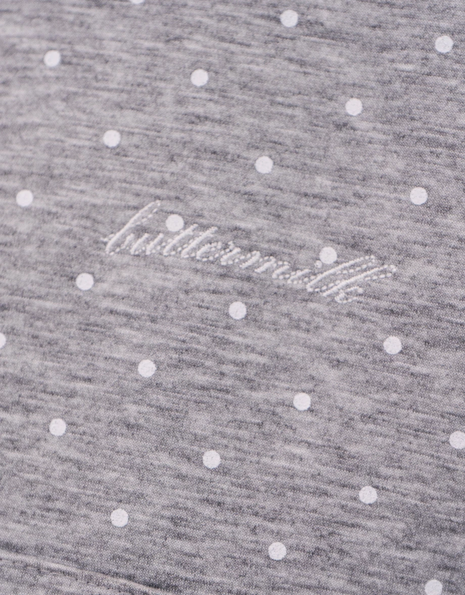 【AIRY HOURGLASS】Letter Embroidered Cropped Zip Up Hooded Jacket (Polka Dot / Plain)