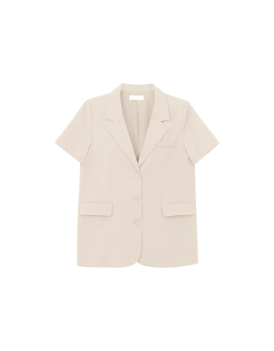 寬版短袖西裝外套(附墊肩)