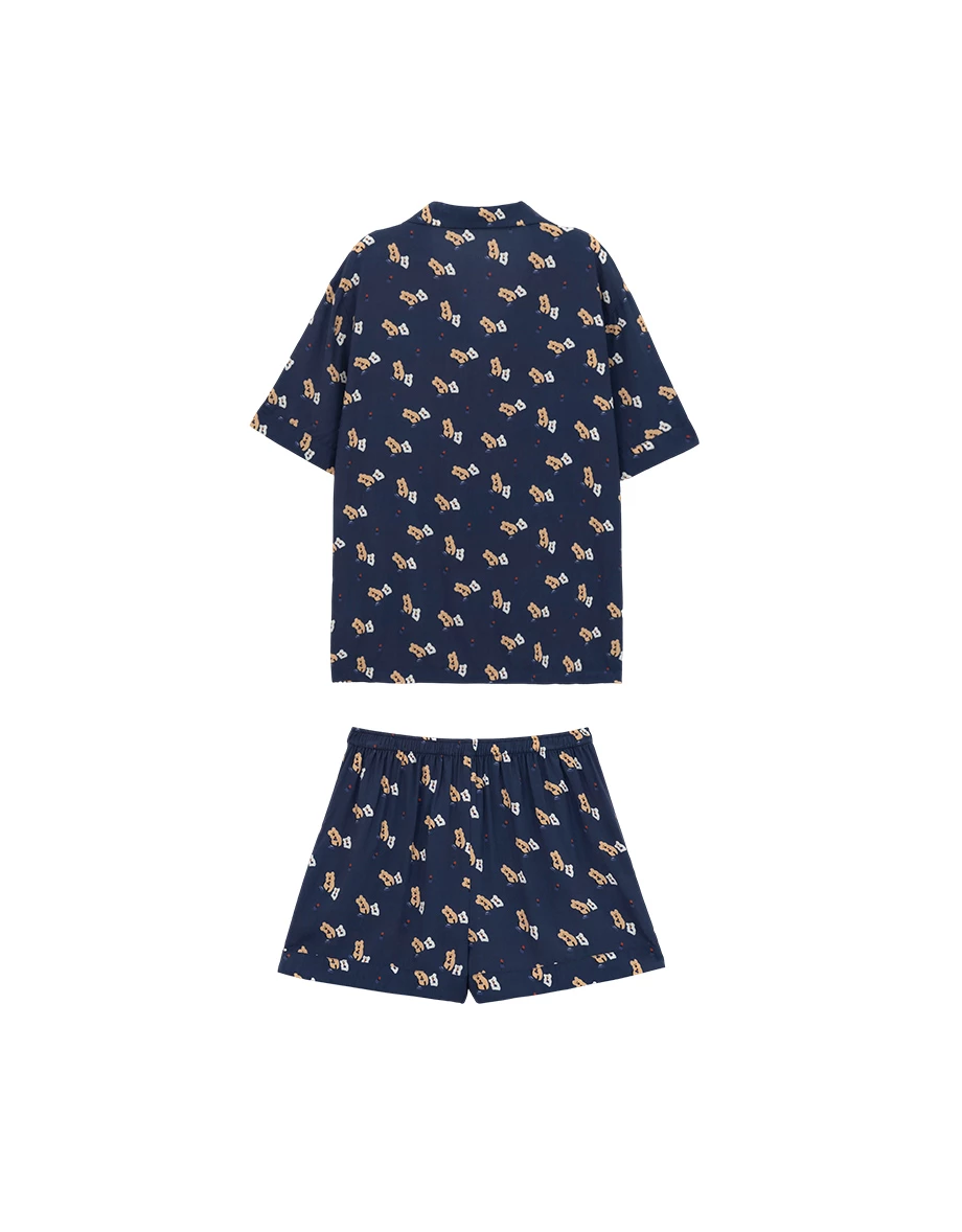 【DINOTAENG】印花短袖上衣短褲家居服套裝