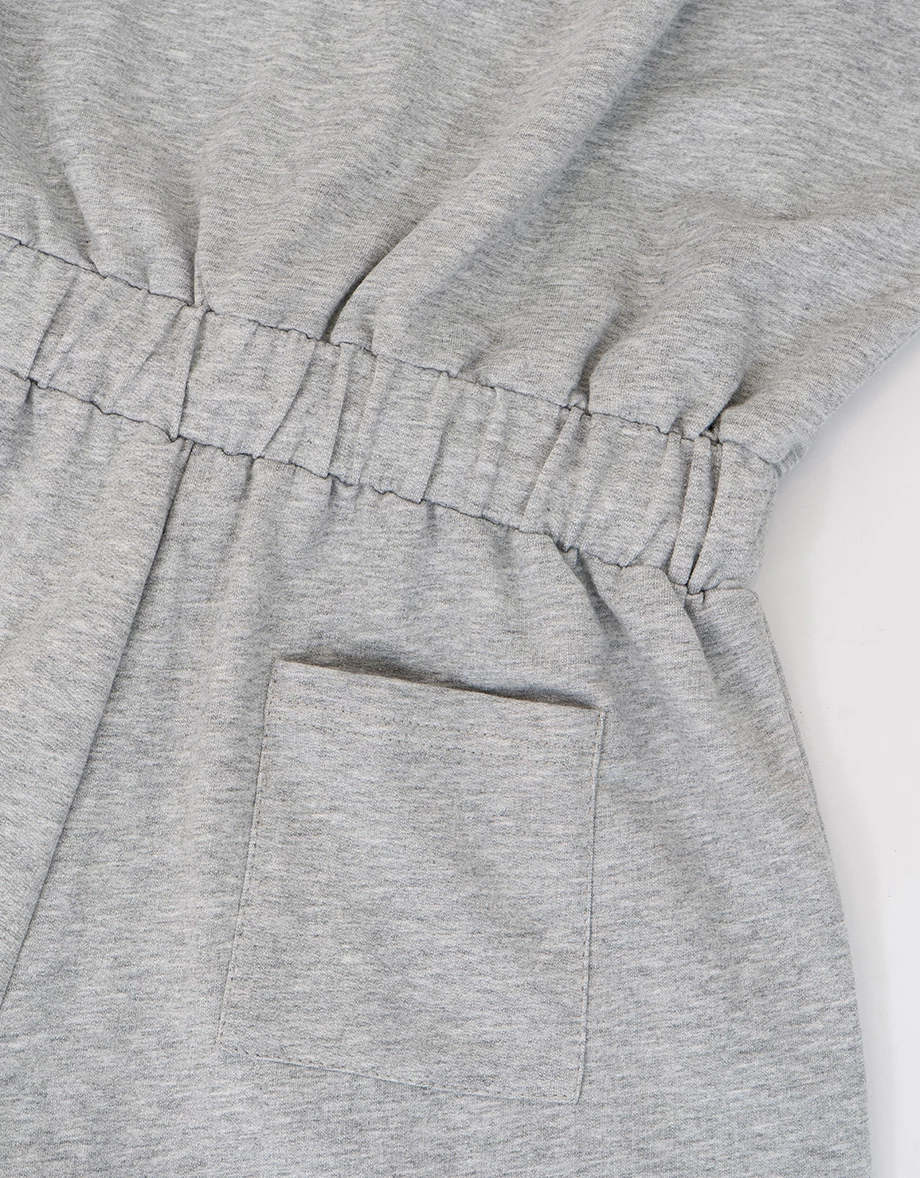 不對稱領連袖腰抽繩連身短褲