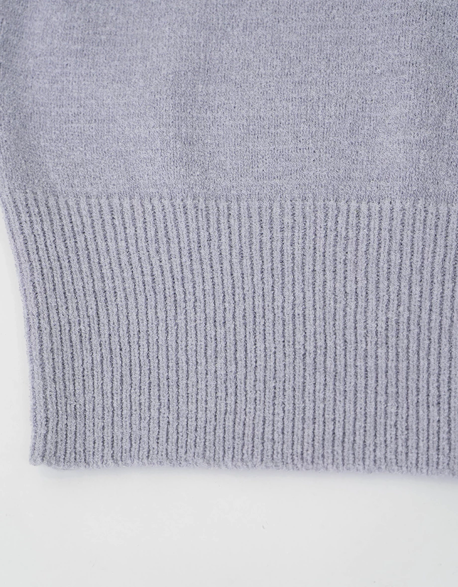 Asymmetric Neckline Long Sleeve Knit Crop Top