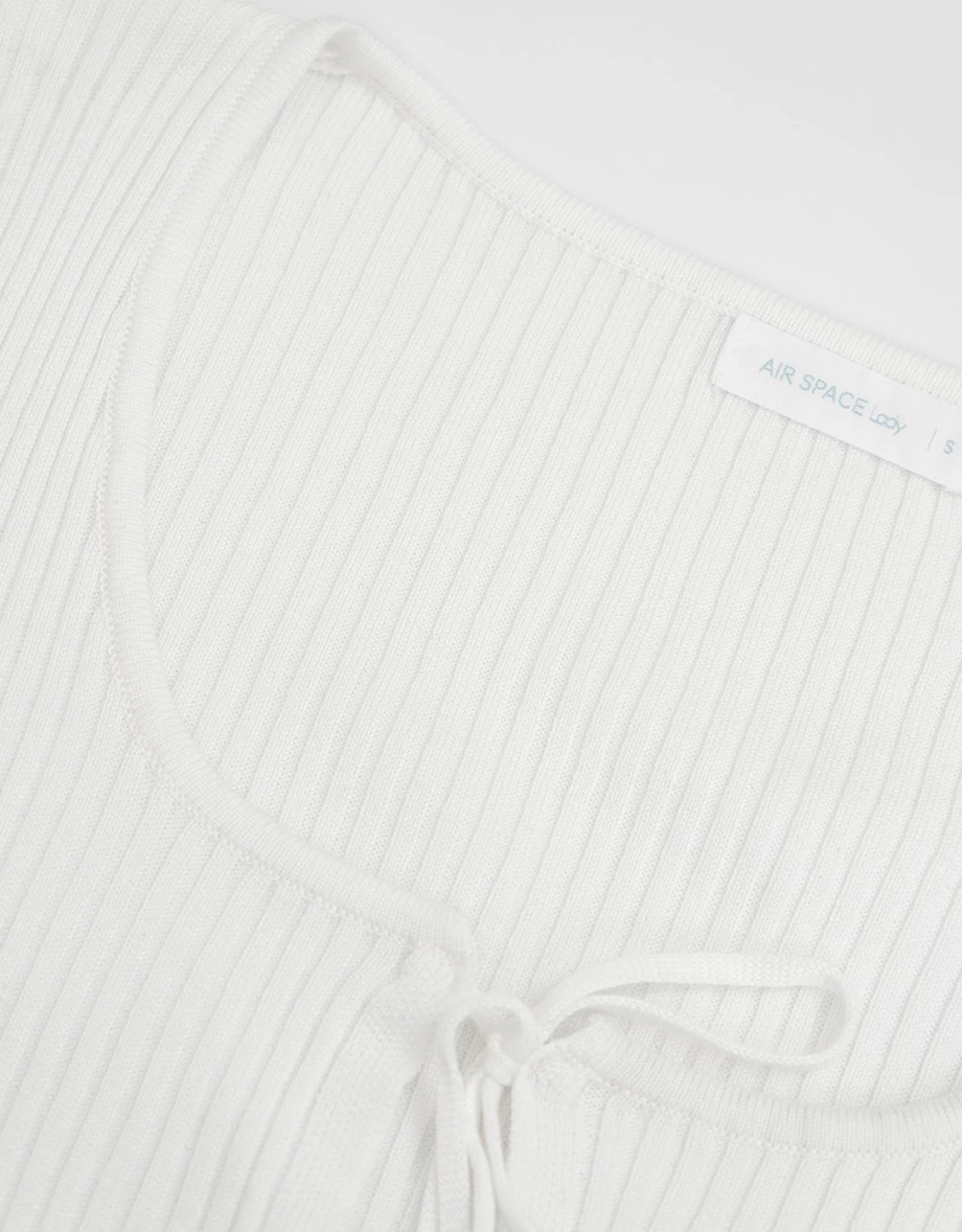 2 Way Sexy Scoop Neck Front Lace Up Ribbed Knit Top 2 Way Sexy Scoop Neck Front Lace Up Ribbed Knit Top