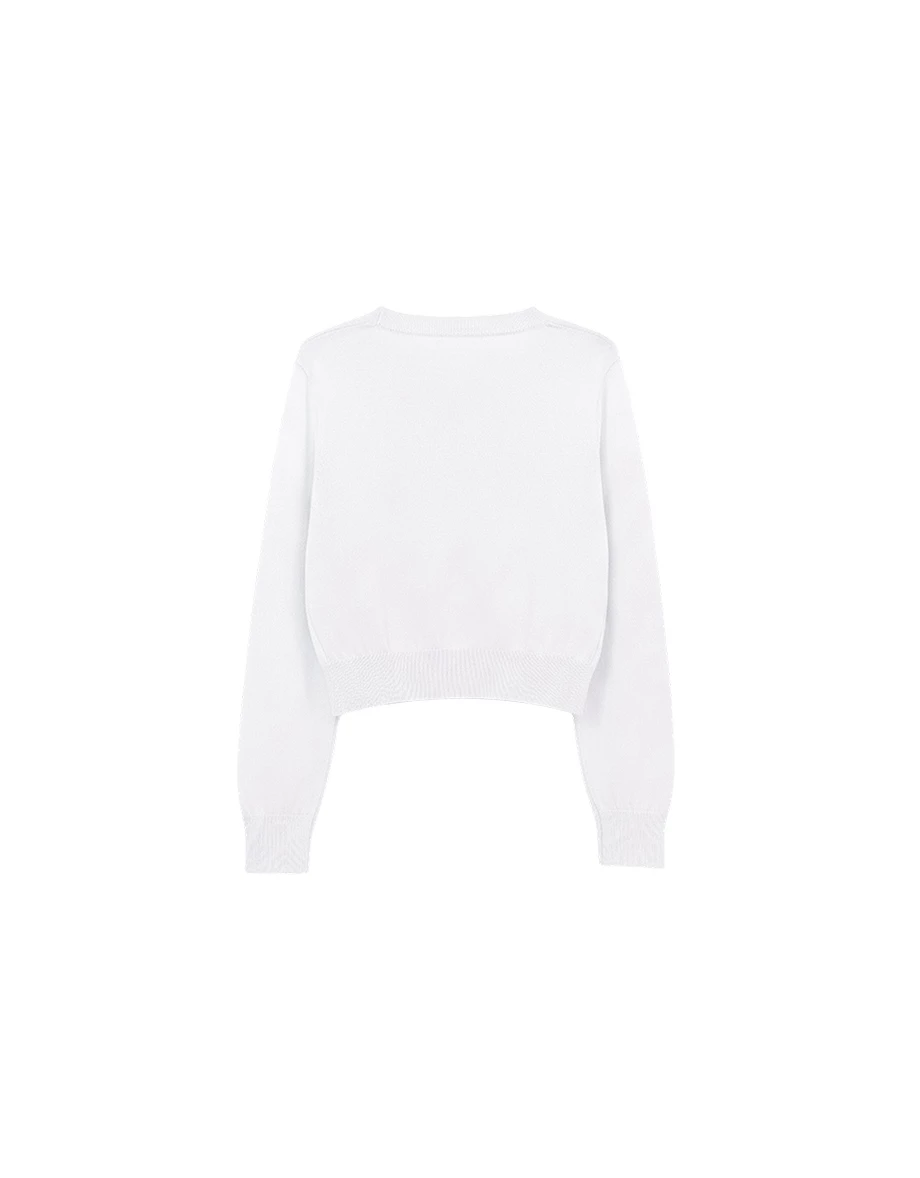 Crew Neck Long Sleeve Buttoned Front Knit Cardigan