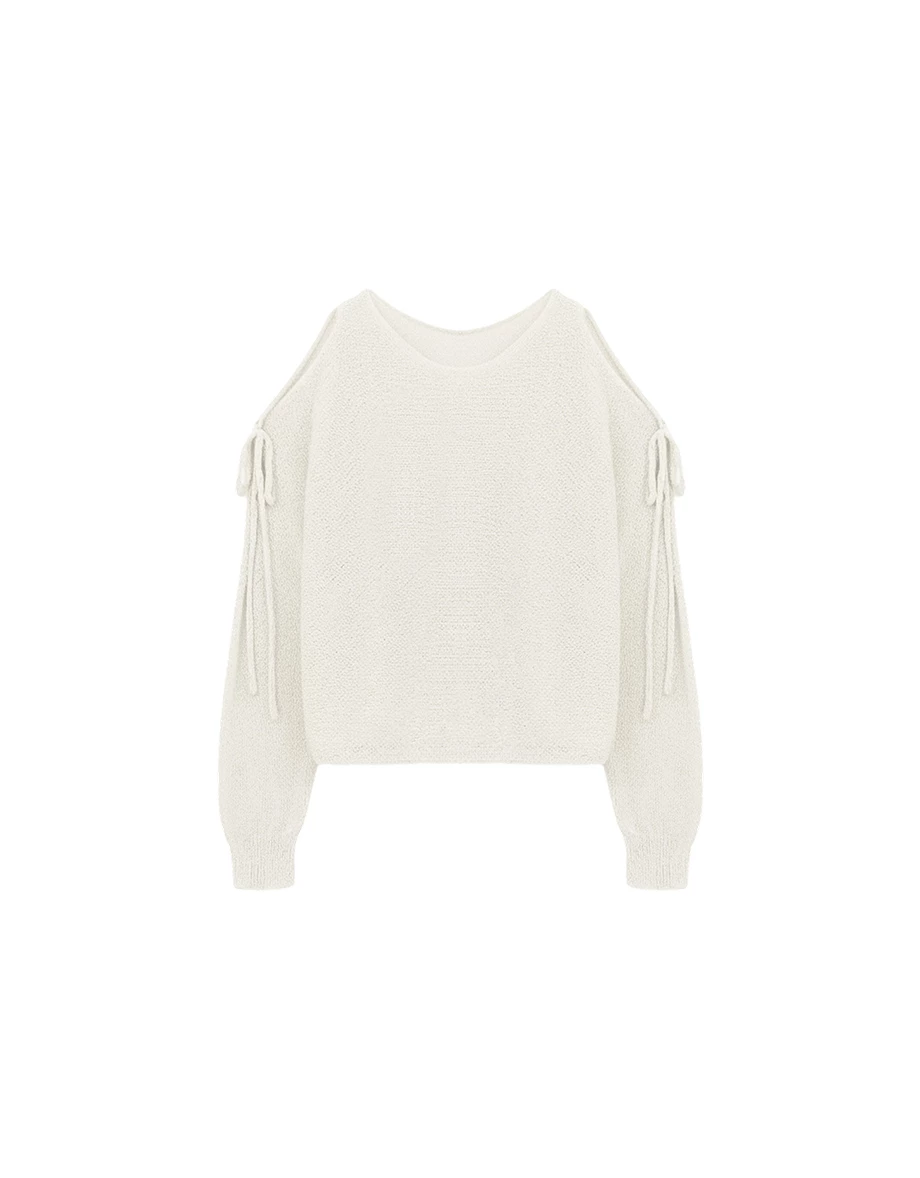 Cold Shoulder Cut-out Knit Top with Adjustable Tie Details