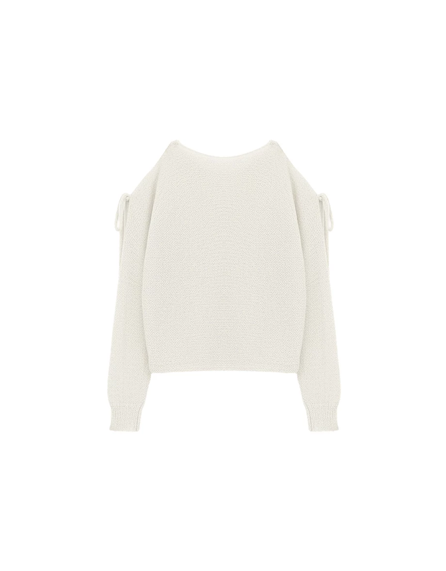 Cold Shoulder Cut-out Knit Top with Adjustable Tie Details