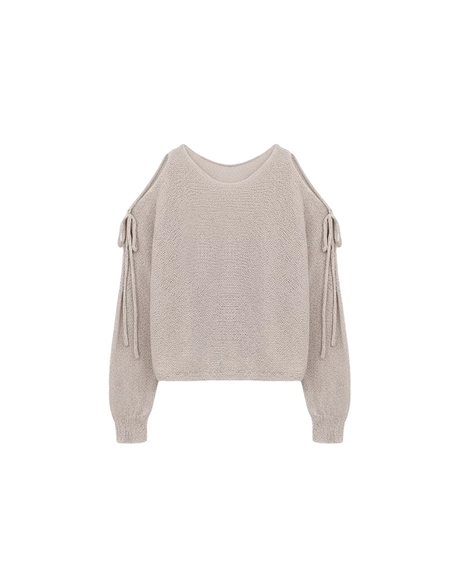 Cold Shoulder Cut-out Knit Top with Adjustable Tie Details