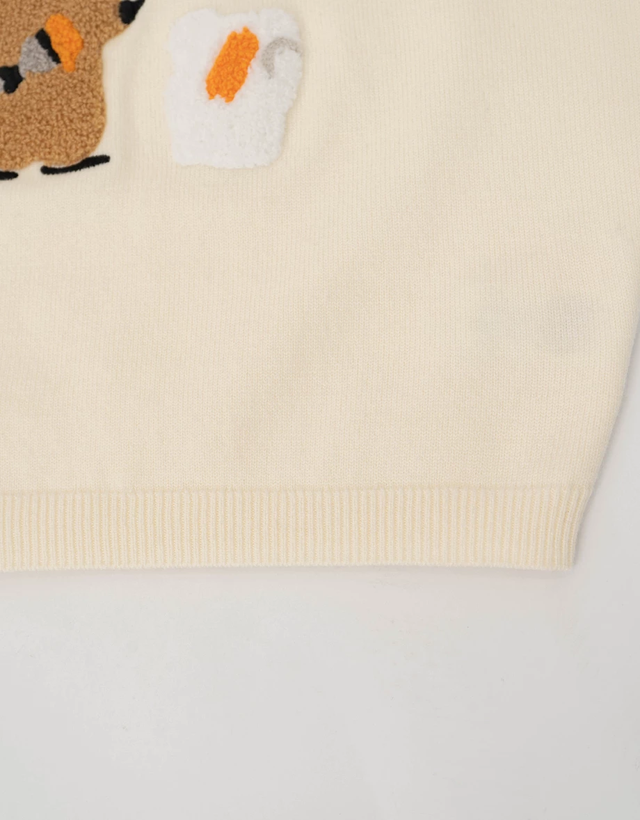 【DINOTAENG】毛巾繡圖案圓領針織背心