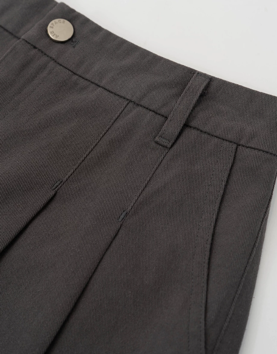 Preppy Pleated Mini Skirt with Raw Edge Hemline