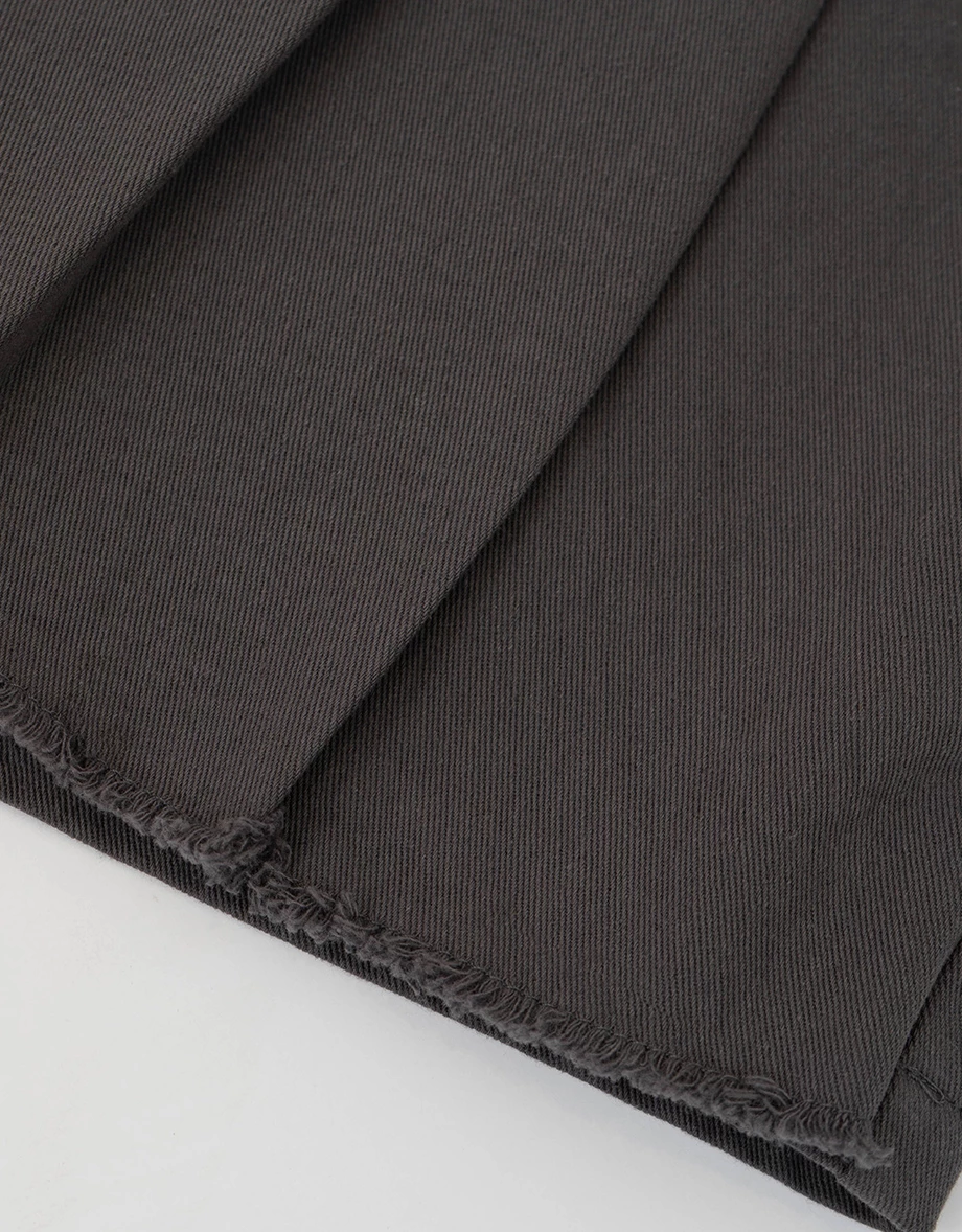 Preppy Pleated Mini Skirt with Raw Edge Hemline