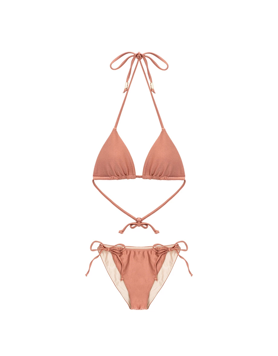 INS風 正反兩穿香檳金撞色比基尼套裝